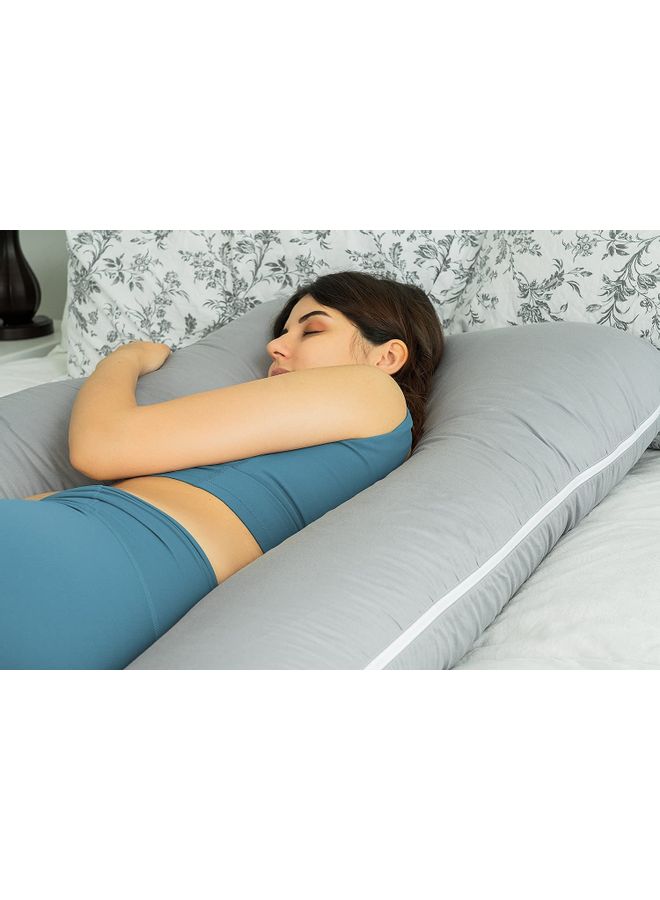 U-Shaped Maternity Pillow Velvet Grey 130x70cm - Image 3