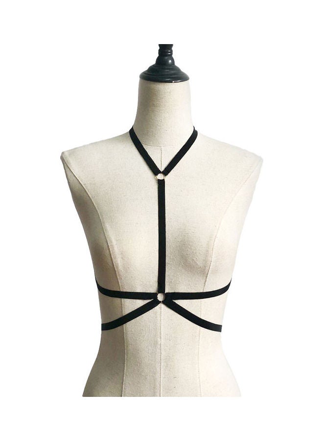 T-Shape Hollowed Bra Elastic Band Strap Black - Image 1