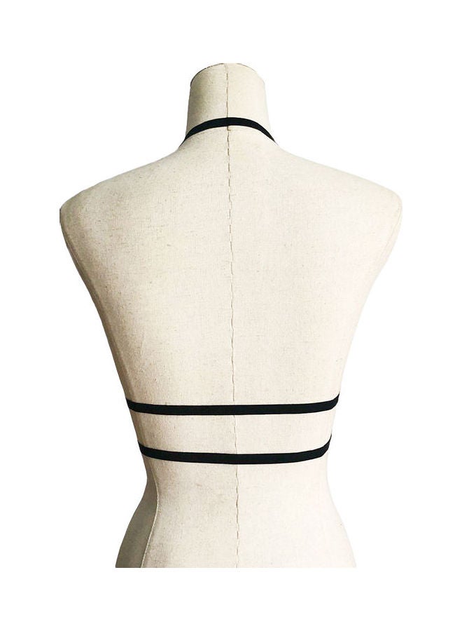 T-Shape Hollowed Bra Elastic Band Strap Black - Image 2