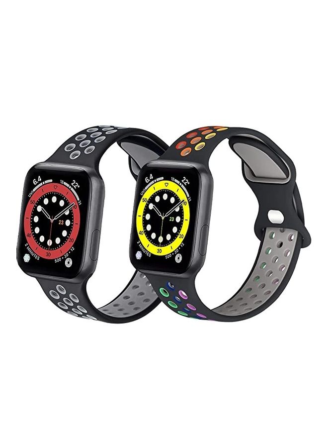 ICS 2-Piece Replacement Bands For Apple Watch SE/6/5/4/3/2/1 42/44 mm Multicolour - Image 1