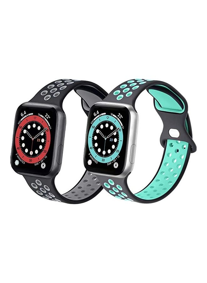 ICS 2-Piece Replacement Bands For Apple Watch SE/6/5/4/3/2/1 42/44 mm Multicolour - Image 1