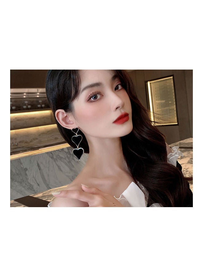 J.J Hand made 925 Sterling Silver 3 Love Long Heart Earrings - Image 3