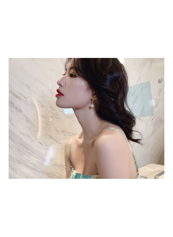 J.J Hand made 925 Sterling Silver Asymmetrical Star Crescent Earrings - Image 3