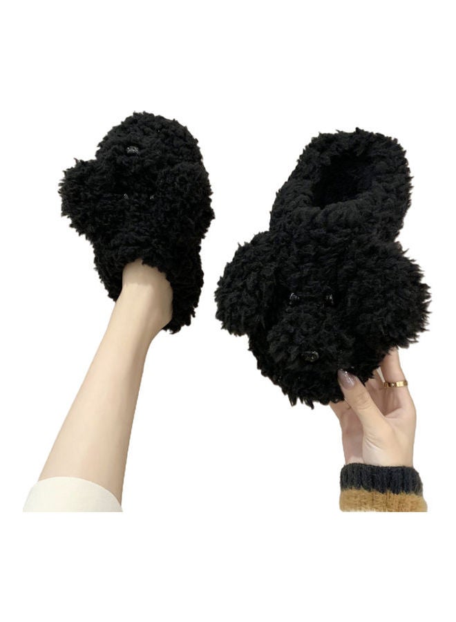 Cartoon Dog Soft Waterproof Anti-Slip Slippers Black - Image 1