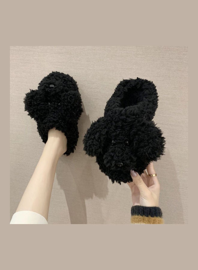 Cartoon Dog Soft Waterproof Anti-Slip Slippers Black - Image 2