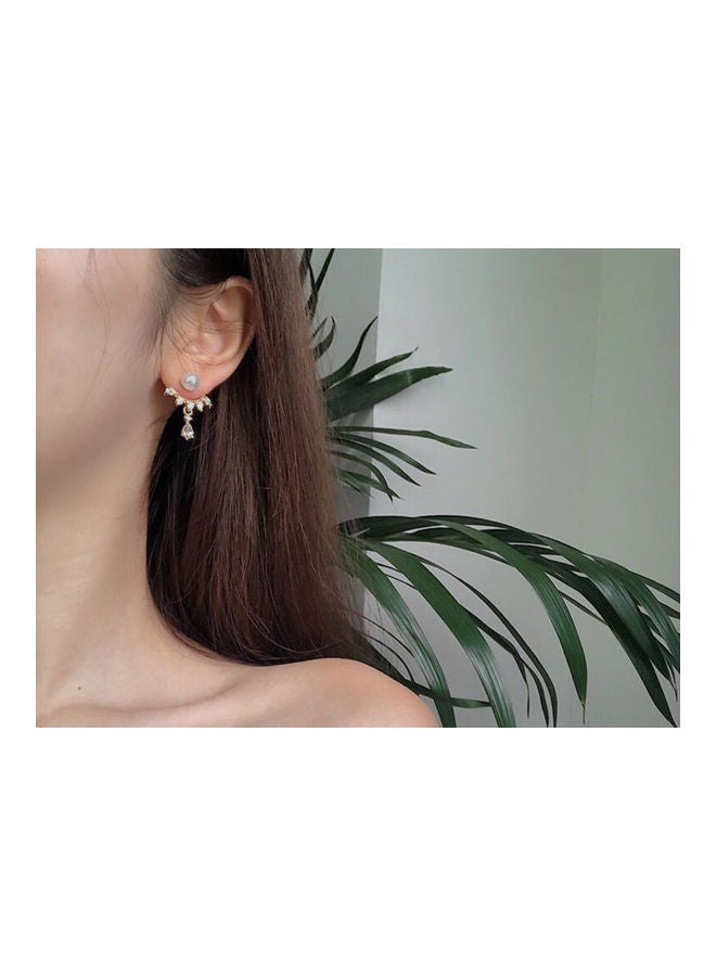 J.J Hand made 925 Sterling Silver Pin Fashion Rhinestone Pearl Earrings - Image 5