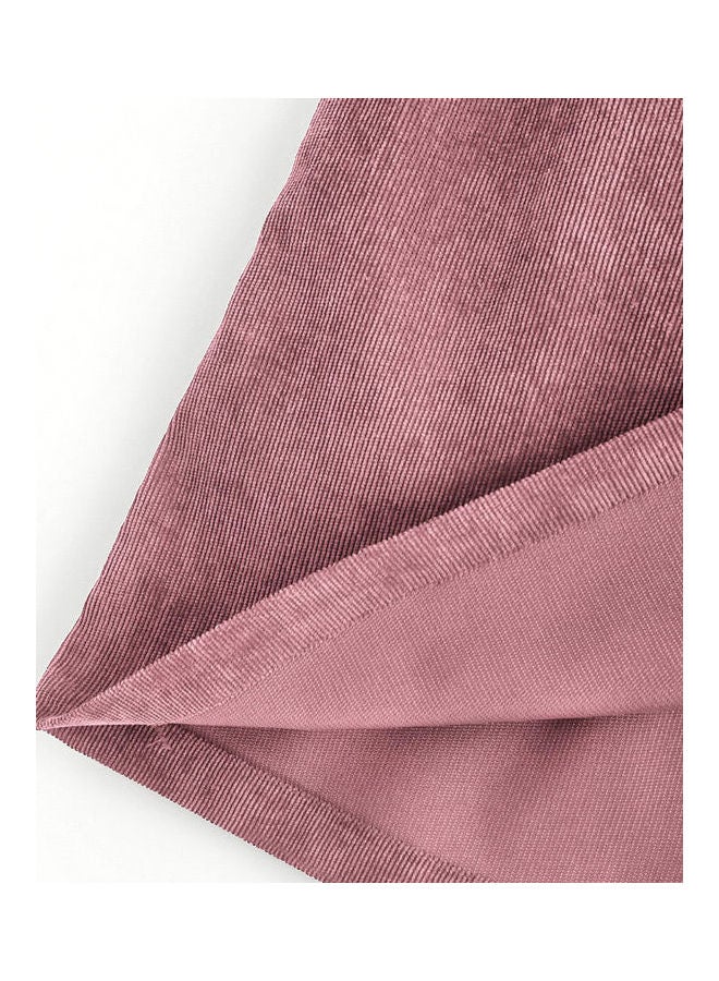 Autumn Solid Color Corduroy Sleeveless Pocket Slim Mini Overalls Dress Maroon  - Image 2