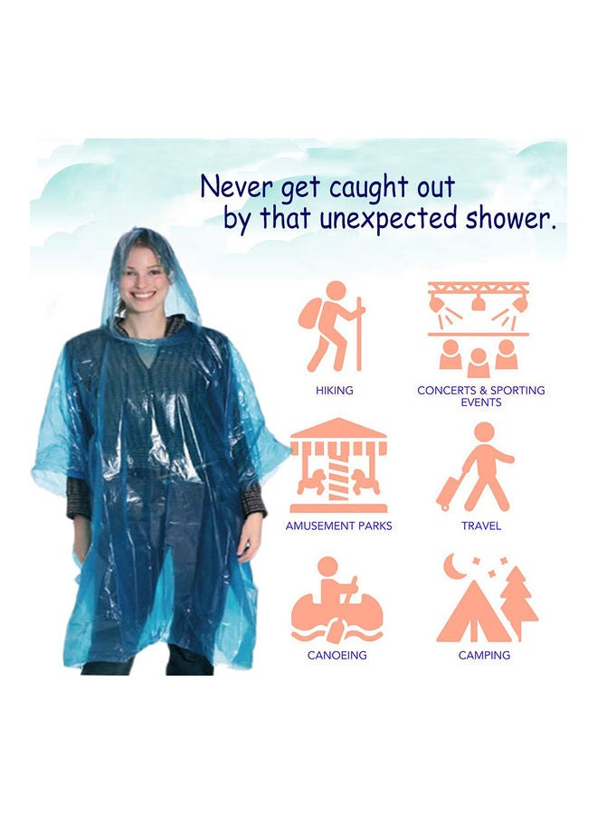 10-Piece Disposable Transparent Hooded Raincoat Set Blue - Image 2