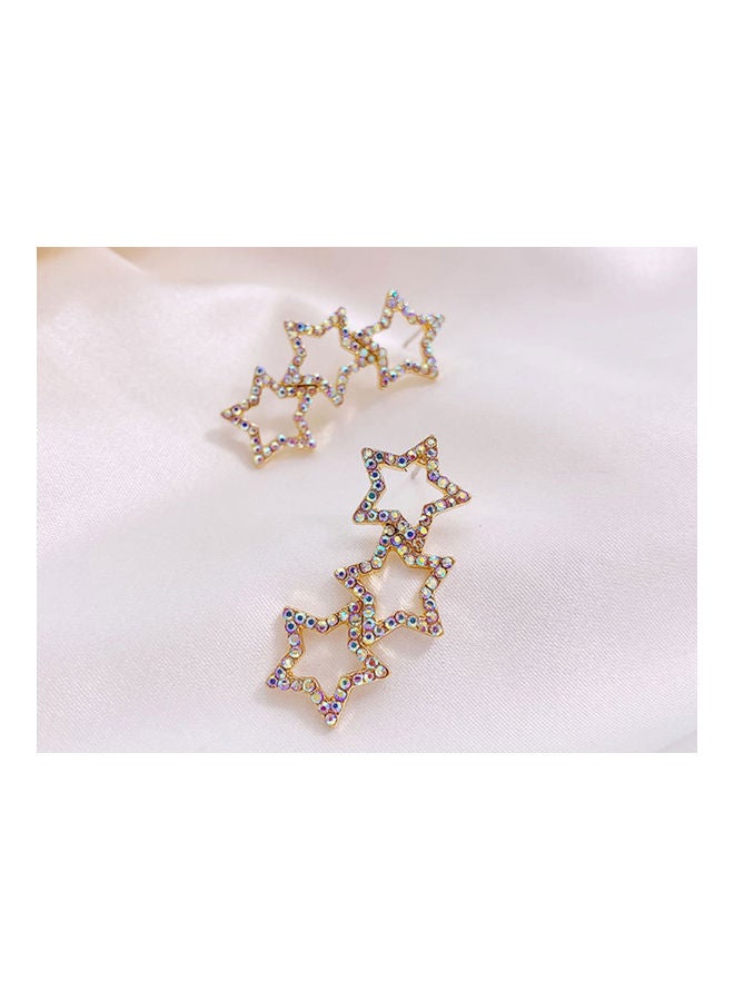 J.J Hand made 925 Sterling Silver Five-Pointed Star Long Temperament Fashion Earrings - Image 2
