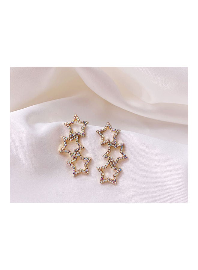 J.J Hand made 925 Sterling Silver Five-Pointed Star Long Temperament Fashion Earrings - Image 3