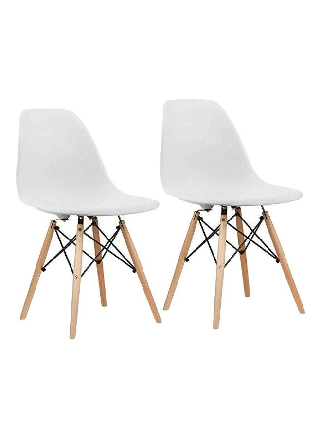 Mahmayi Set Of 2 Porthos Eames-Inspired Dining Chair White/Beige 41x83x46cm - Image 1