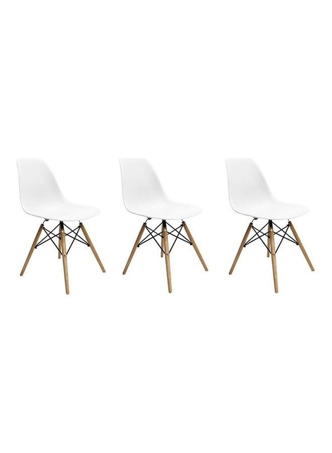 Mahmayi Set Of 3 Eames Style Dining Chair White/Beige 41x83x46cm - Image 1