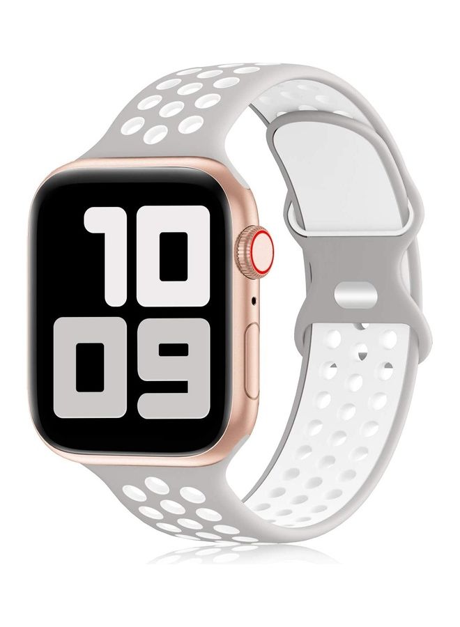 ICS Replacement Band For  Apple Watch Band 42/44 mm Light Grey/White - Image 1