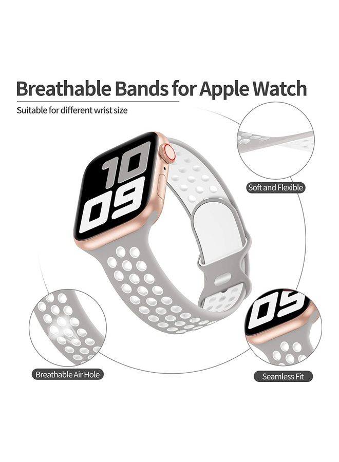 ICS Replacement Band For  Apple Watch Band 42/44 mm Light Grey/White - Image 2