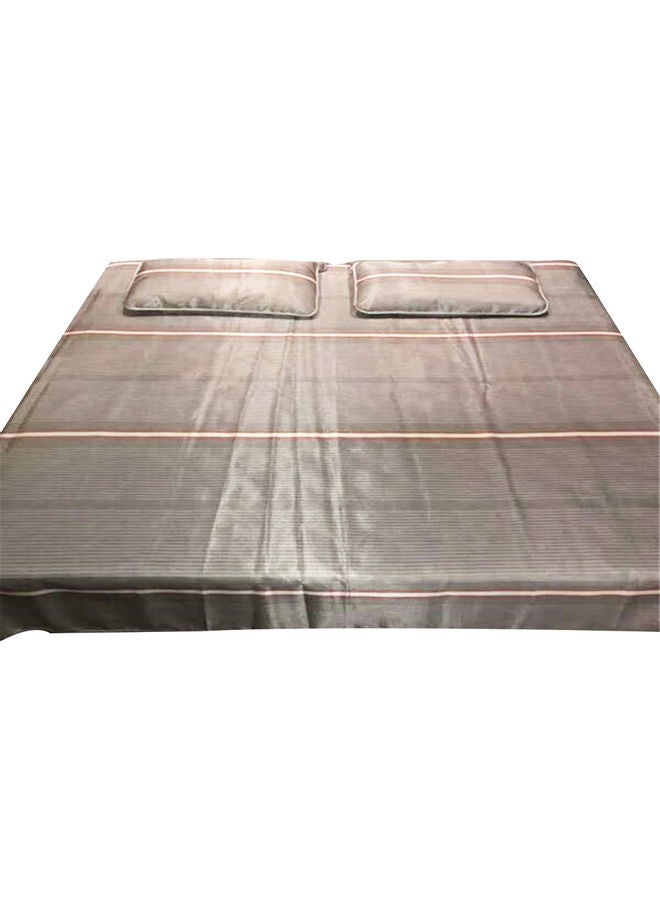 Summer Ice Silk Soft Cool Breathable Bed Flat Sheet with Pillow Cover Multicolour 240x250x0.5cm - Image 1