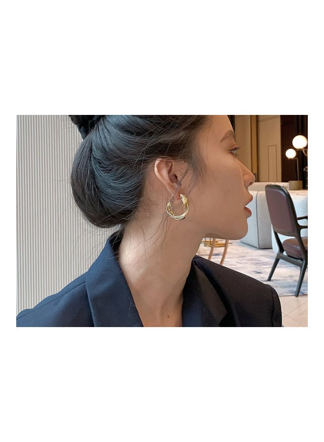 J.J Hand made - 925 Sterling Silver Cross Woven Simple Temperament Earrings - Image 1