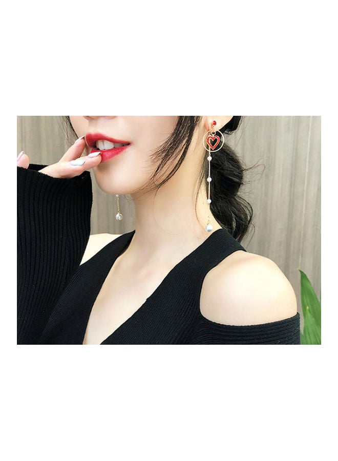 J.J Hand made 925 Sterling Silver Small Love Long Pearl Tassel Earrings - Image 3