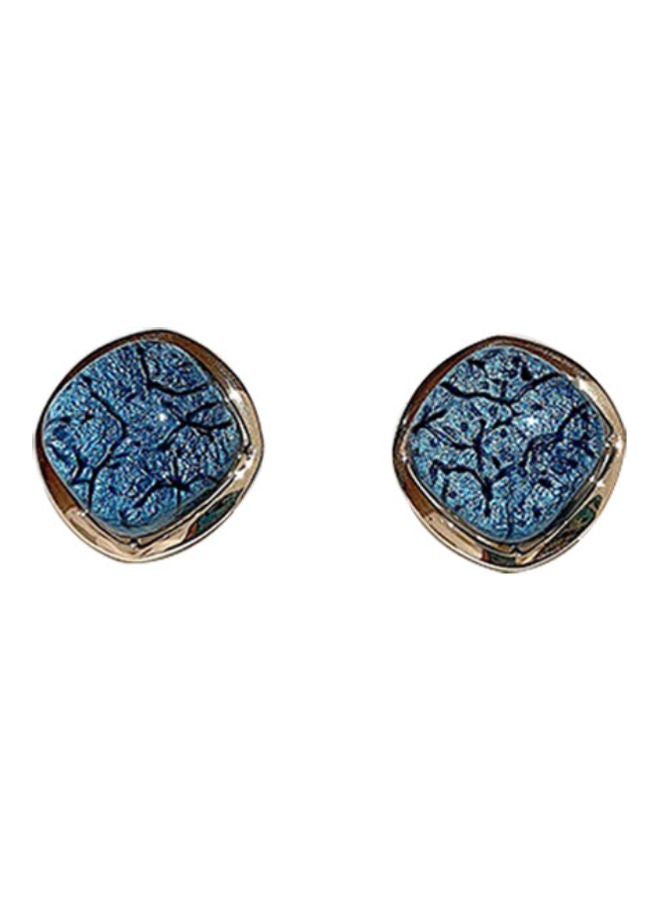 J.J Hand made - 925 Sterling Silver Square Crack Shape Earrings - Image 1