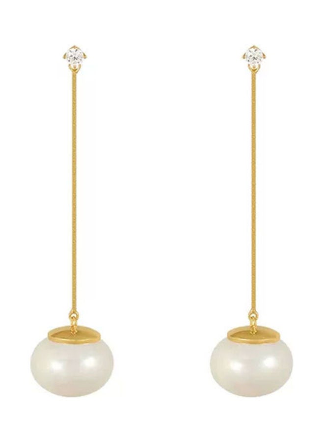 J.J Hand made 925 Sterling Silver Rhinestone Long Pearl Tassel Earrings - Image 1