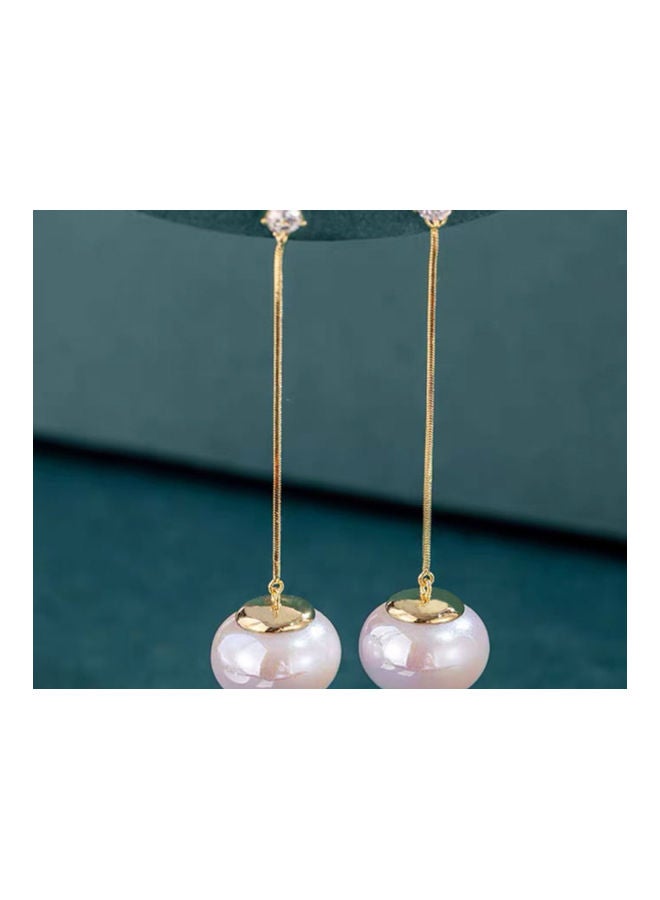 J.J Hand made 925 Sterling Silver Rhinestone Long Pearl Tassel Earrings - Image 3