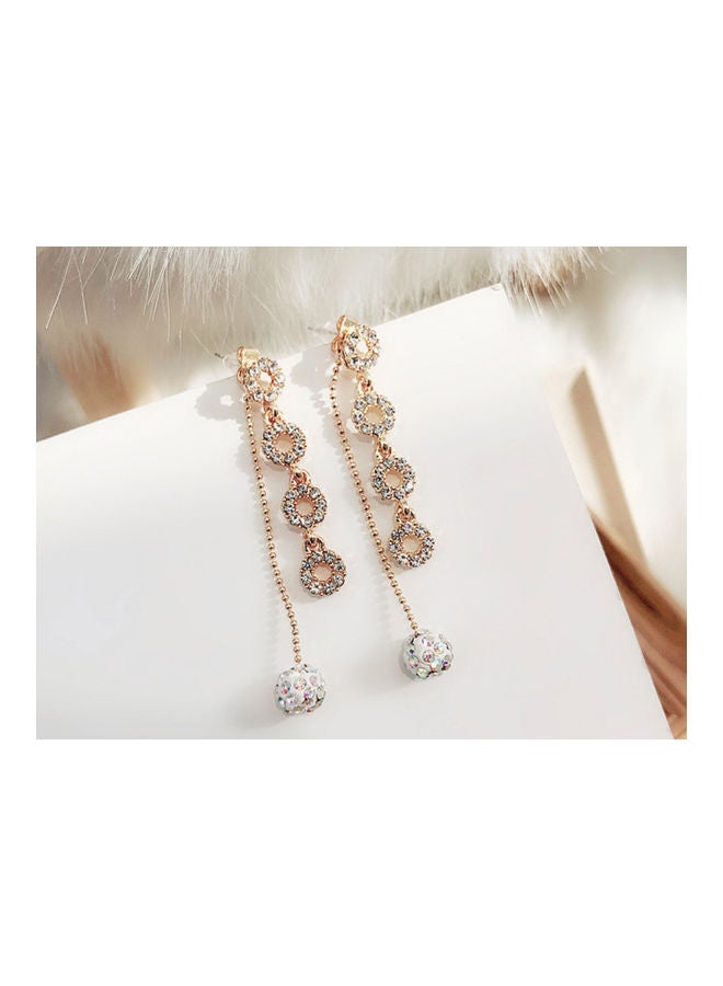 J.J Hand made 925 Sterling Silver Rhinestone Circle Long Tassel Earrings - Image 2