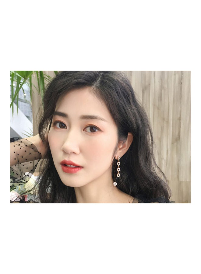 J.J Hand made 925 Sterling Silver Rhinestone Circle Long Tassel Earrings - Image 3