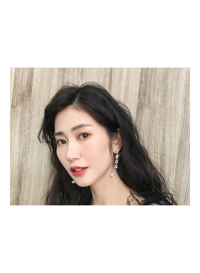 J.J Hand made 925 Sterling Silver Rhinestone Circle Long Tassel Earrings - Image 4