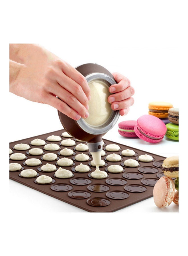 48-Holes Macaron Non-Stick Silicone Mat with Decorating Pot Brown  - Image 1