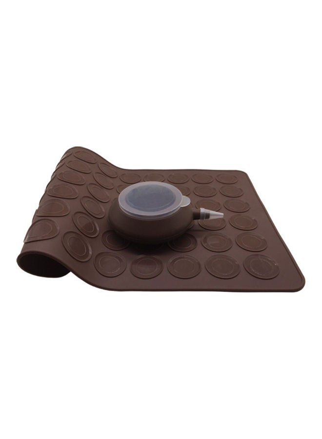 48-Holes Macaron Non-Stick Silicone Mat with Decorating Pot Brown  - Image 2