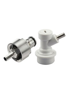Generic 2-Piece Beer Keg Connector with Carbonation Cap Silver/White 10 x 8 x 5cm 