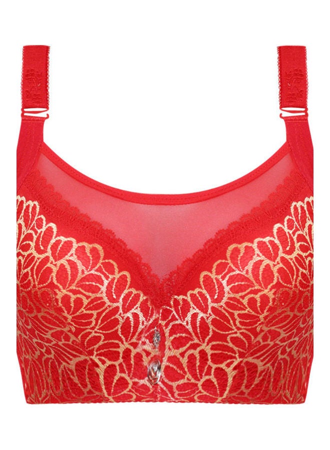Underwired Brassiere Push up Lace Bra Red/Gold