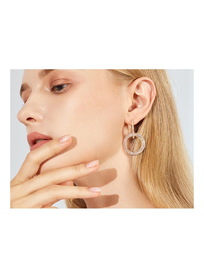 J.J Hand made 925 Sterling Silver Sparkling High-End Rhinestone Circle Earrings - Image 2