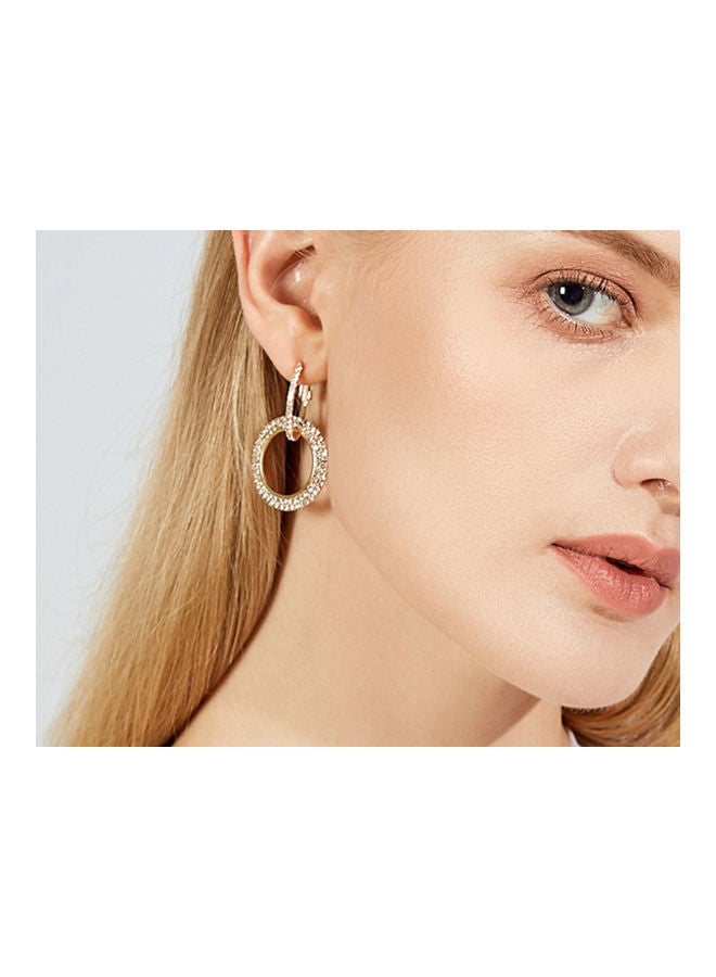 J.J Hand made 925 Sterling Silver Sparkling High-End Rhinestone Circle Earrings - Image 3