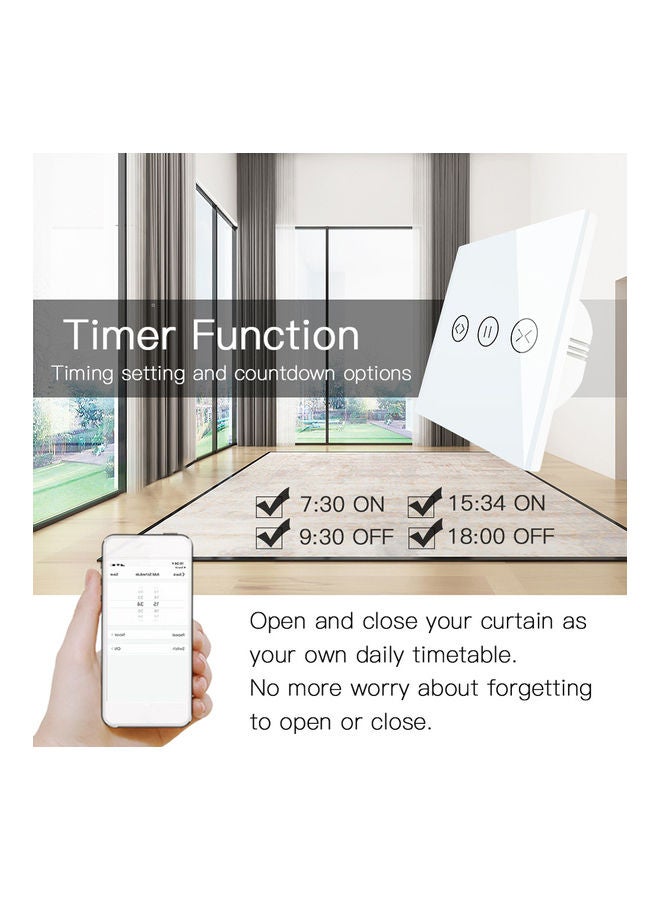Intelligent Wi-Fi Curtain Blind Switch White  - Image 2
