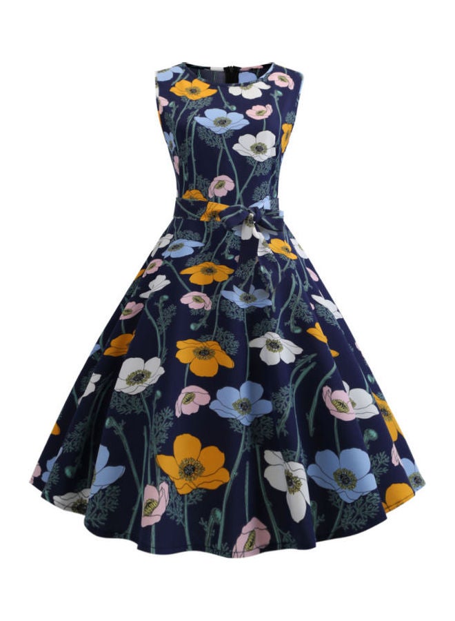 OUTAD Floral Printed Elegant Dress Multicolour - Image 1