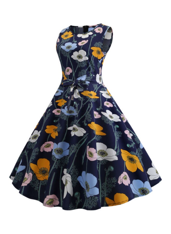 OUTAD Floral Printed Elegant Dress Multicolour - Image 3