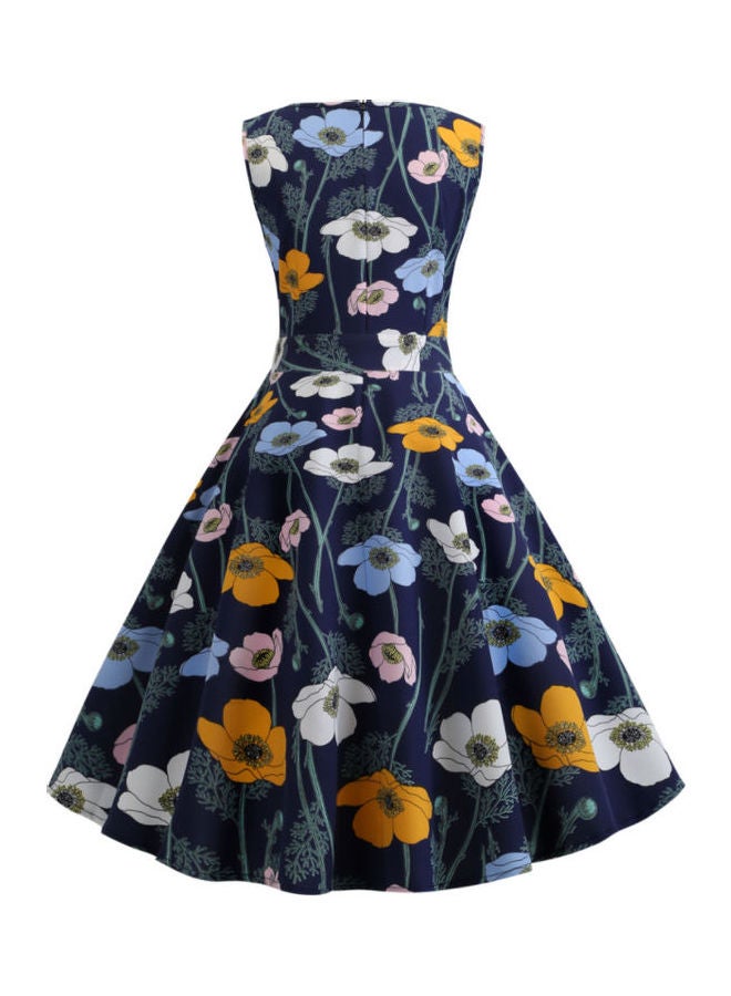 OUTAD Floral Printed Elegant Dress Multicolour - Image 2