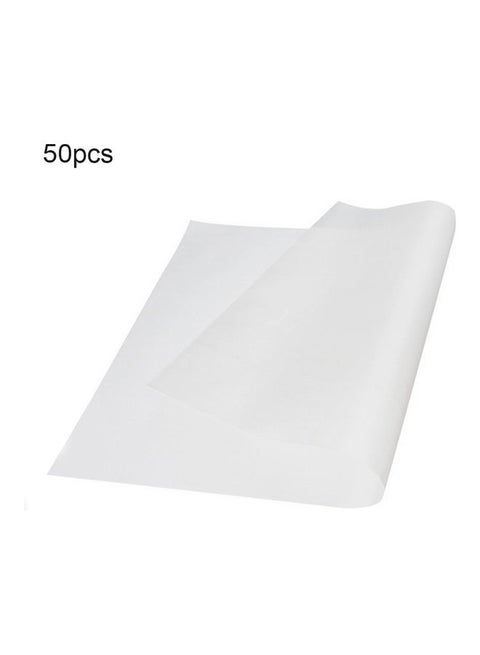 50-Piece Rectangle Non-Stick Baking Liner Sheet White 10.3x3x3cm