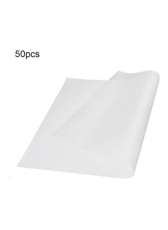 Generic - 50-Piece Rectangle Non-Stick Baking Liner Sheet White 10.3x3x3cm - Image 1