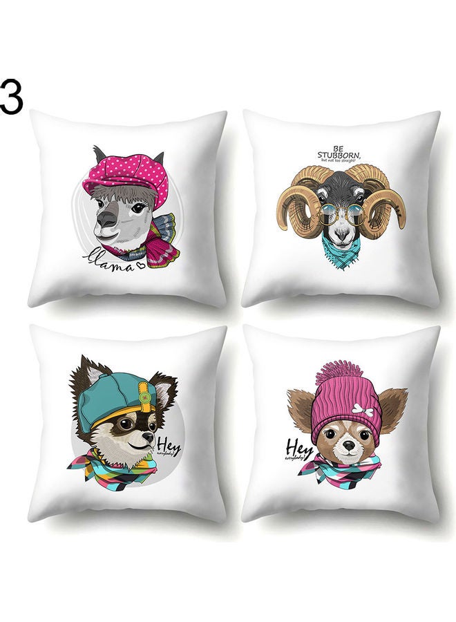4-Piece Funny Cute Animal Sheep Dog Throw Pillow Cushion Cover Multicolour