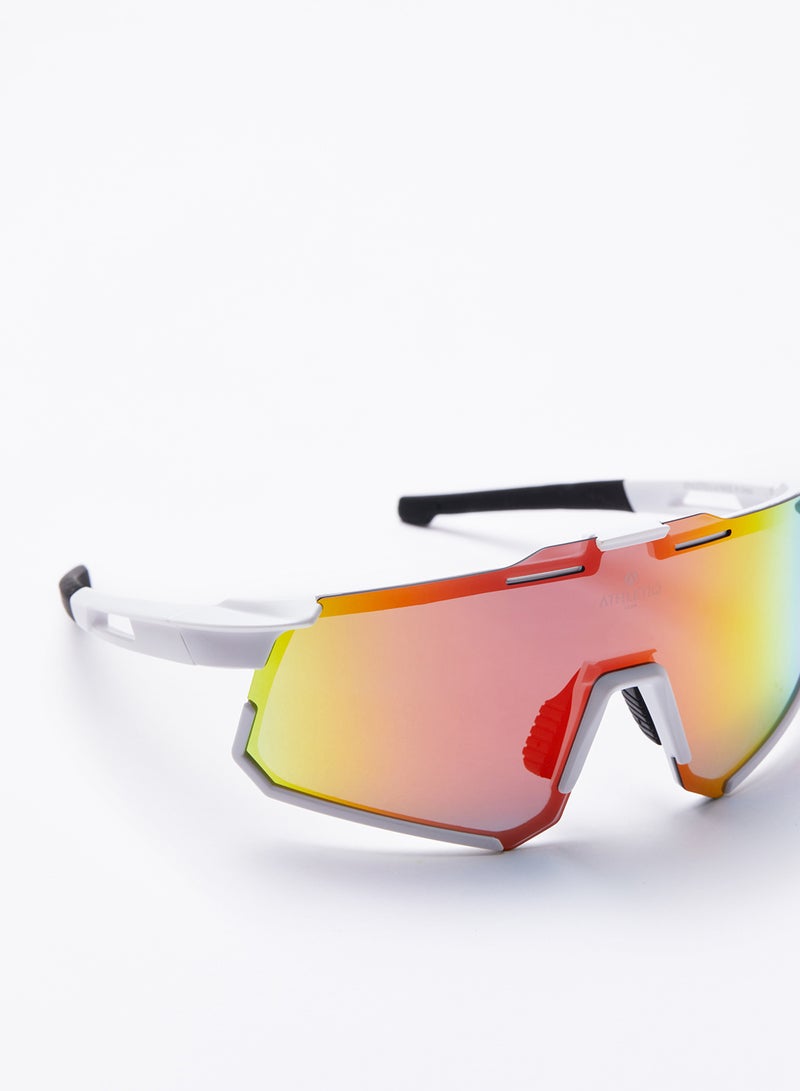 أثليتيك نظارة شمسية لركوب السكوتر والدراجة أثليتيك كلب جبل سودة - بإطار لون أبيض وعدسة عاكسة متعددة الطبقات لون أحمر فاير - Image 4