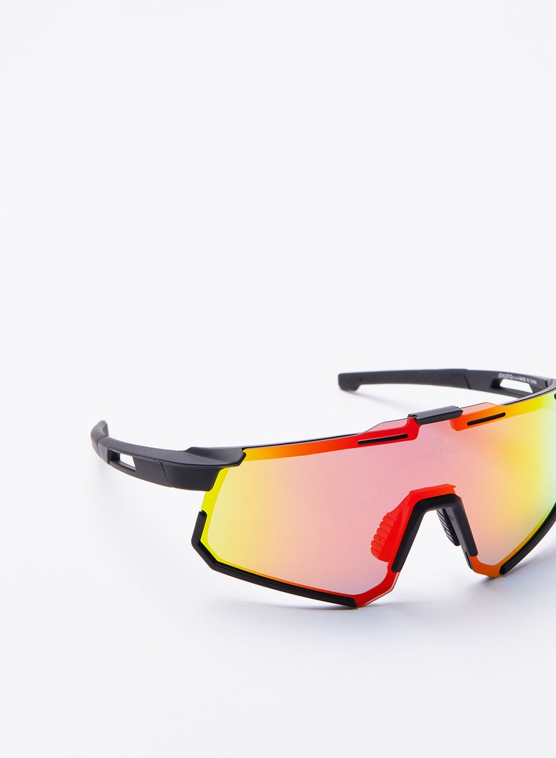 Cycling Scooter Sunglasses - Athletiq Club Jabal Sawda - Black Frame With Red Fire Multilayer Mirror Lens - v1622731300/N47014539A_4