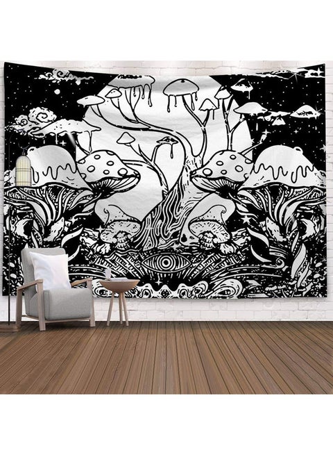 UFO Sun Moon Printed Wall Hanging Tapestry White/Black 95 X 73 X 1cm