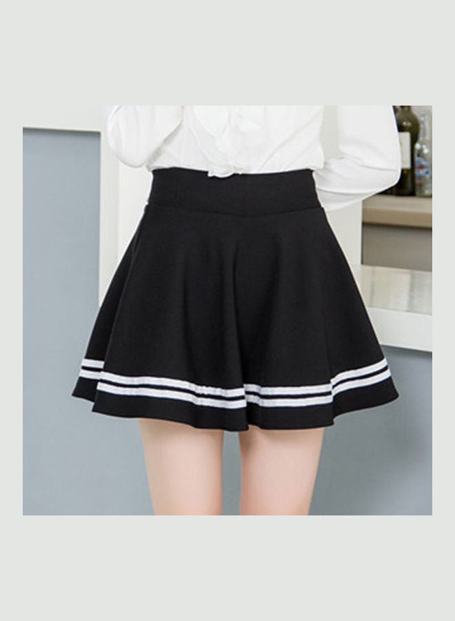 Generic - High Waist Stripes Pleated Stretchy School Mini Skirt Black - Image 1