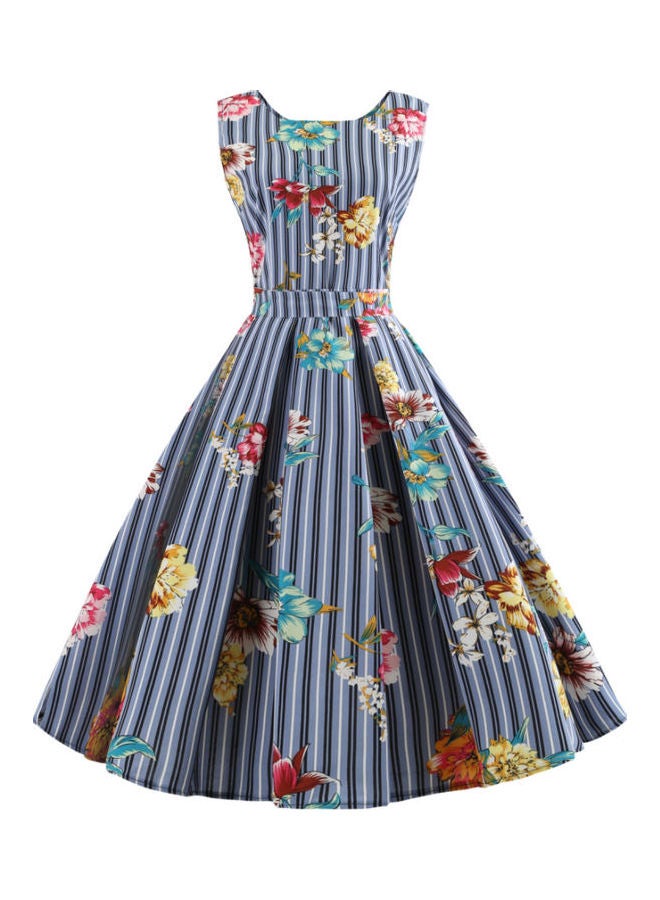 OUTAD Floral Printed Elegant Dress Multicolour - Image 1