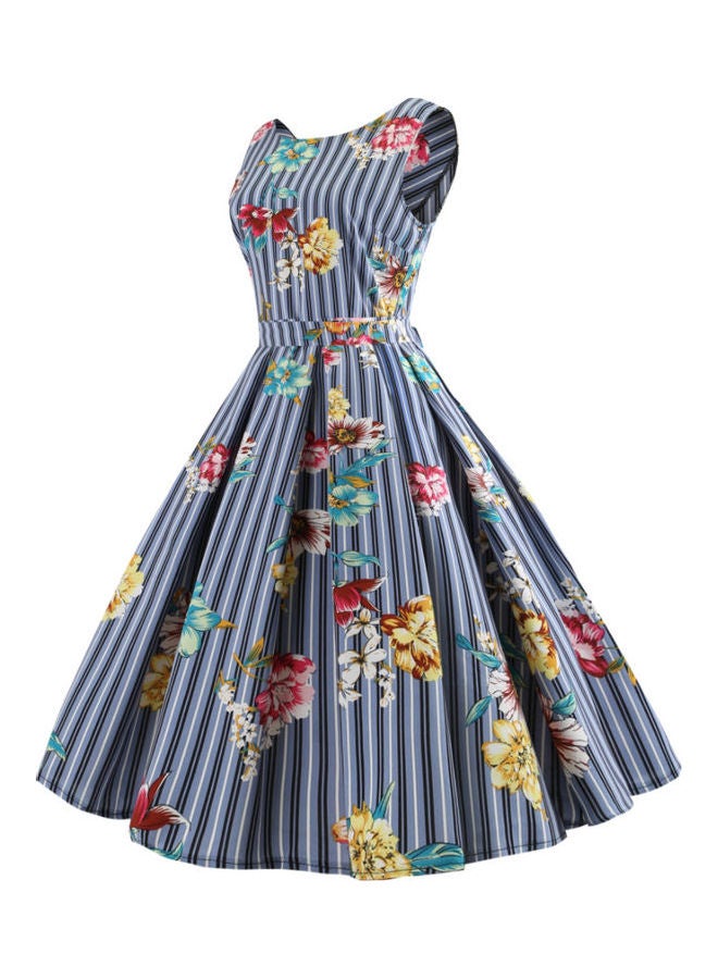 OUTAD Floral Printed Elegant Dress Multicolour - Image 2