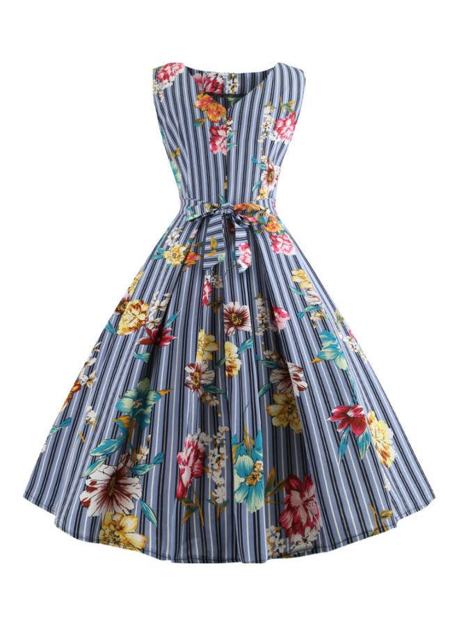 OUTAD Floral Printed Elegant Dress Multicolour - Image 3