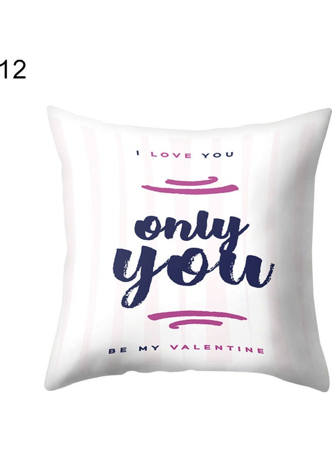 Love Printed Pillow Cushion Cover White/Blue/Pink
