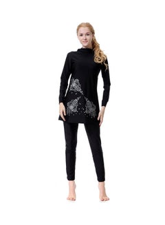 Generic All-Covering Swimwear Set Black/Grey  - Image 3