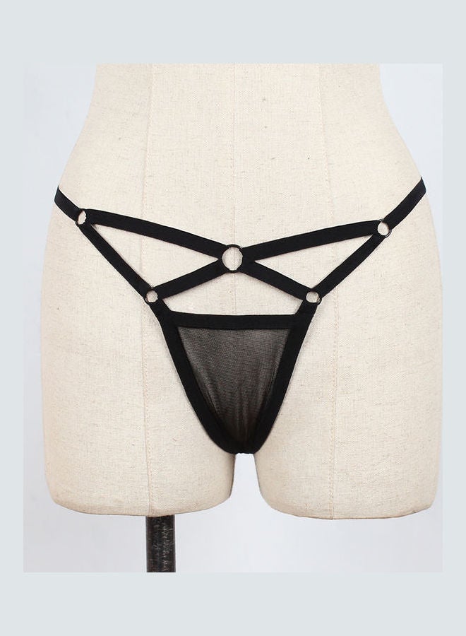 Lace Detailed G-String Thong Black  - Image 1